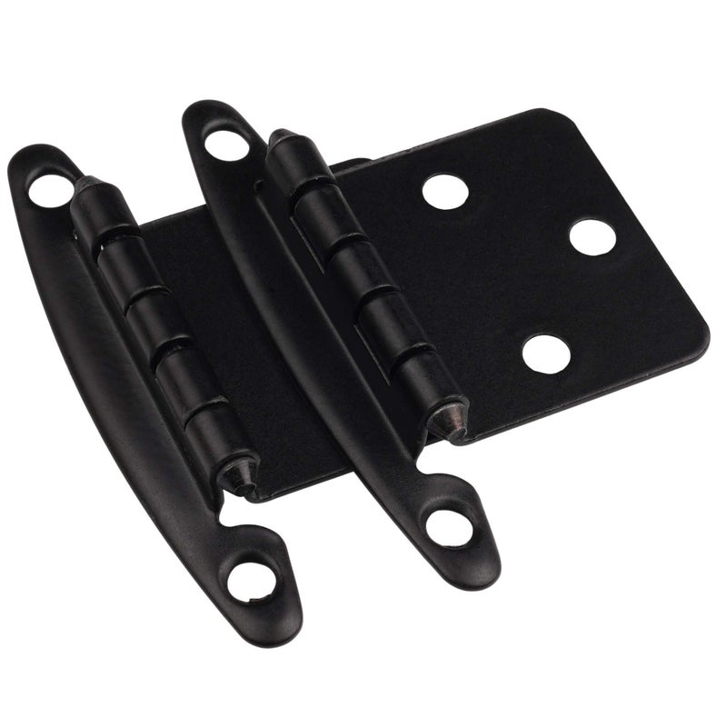 DecoBasics Free Swinging (Non Self-Closing) Overlay Cabinet Hinges Black â€“ 50 Pack (25 Pairs) for Kitchen Cabinet Doors â€“ Matte Black w/Matching Screws & Quiet Bumpers - Image 1